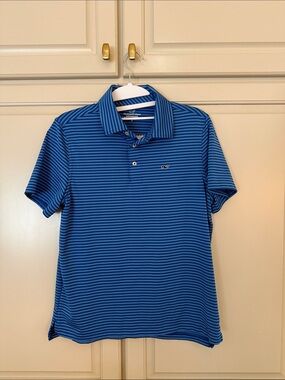 Vineyard Vines Royal and Navy Striped Performance Polo